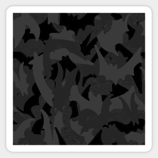 Spooky Camo Bats in Black and Silver Sticker